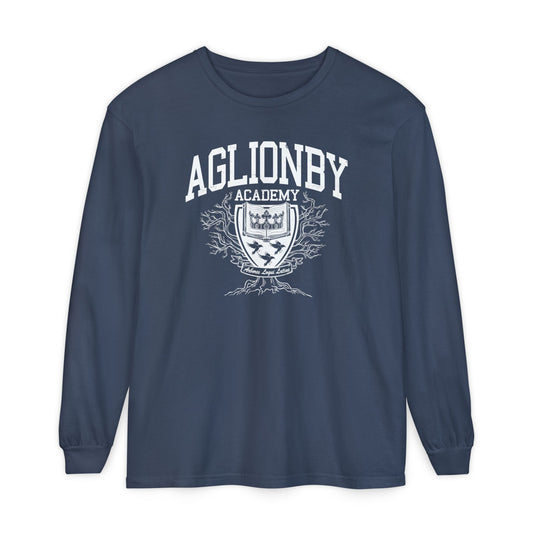 Aglionby academy from the raven cycle long sleeves shirt in navy