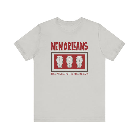 Interview with the vampire vintage new orleans iwtv silver shirt with lestat louis and Claudia names in coffin