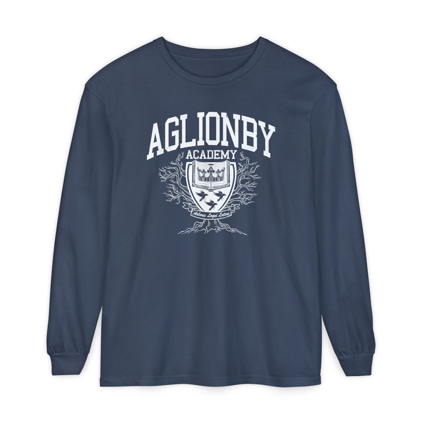 Aglionby academy from the raven cycle long sleeves shirt in navy