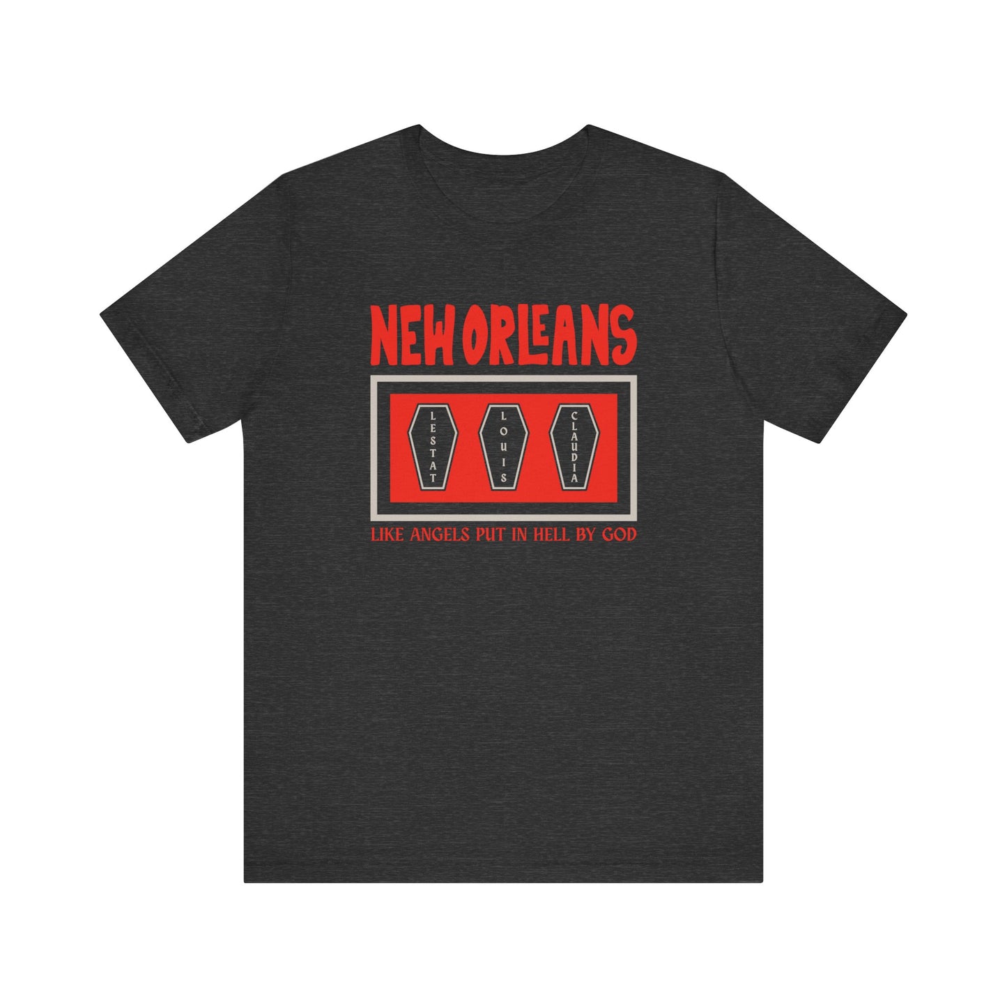 Interview with the vampire vintage new orleans iwtv vintage black shirt with lestat louis and Claudia names in coffin 