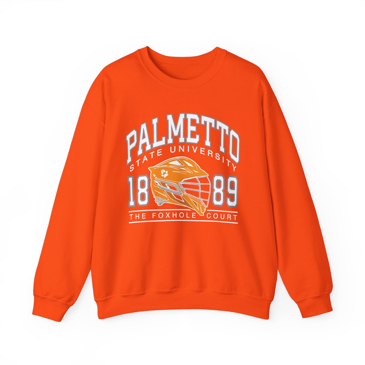 Palmetto state university foxhole court all for the game sweatshirt in orange on white background 
