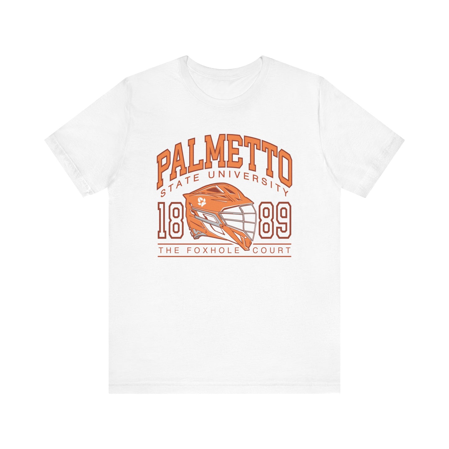 Palmetto state university foxhole court all for the game shirt in whited on white background 