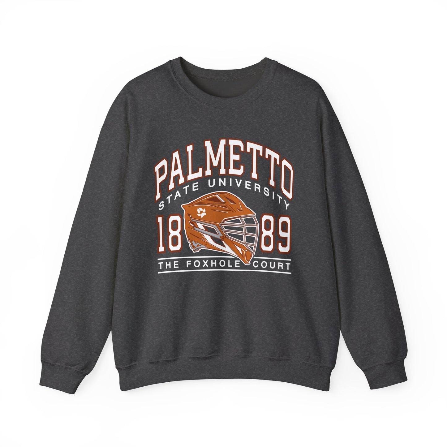 Palmetto state university foxhole court all for the game sweatshirt in dark grey on white background 