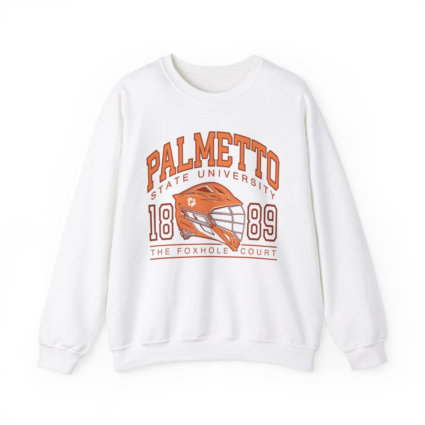 Palmetto state university foxhole court all for the game sweatshirt in white on white background 