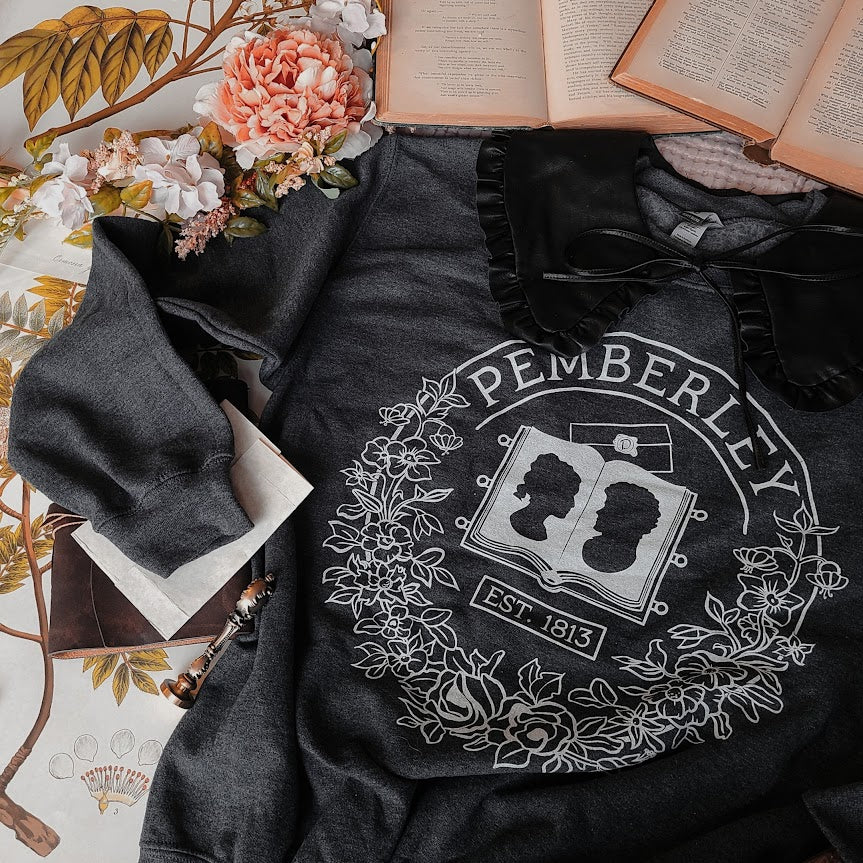 Pemberley sweatshirt in grey on flatlay