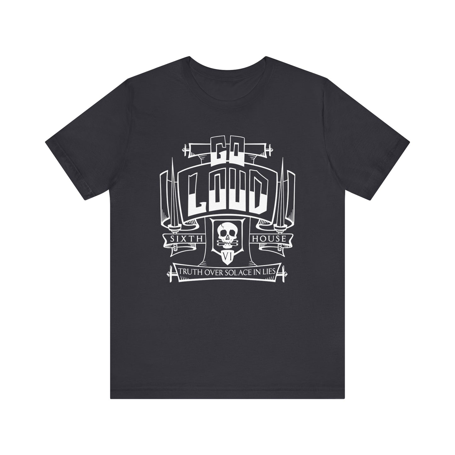 Sixth House from the locked tomb shirt in dark grey product photo