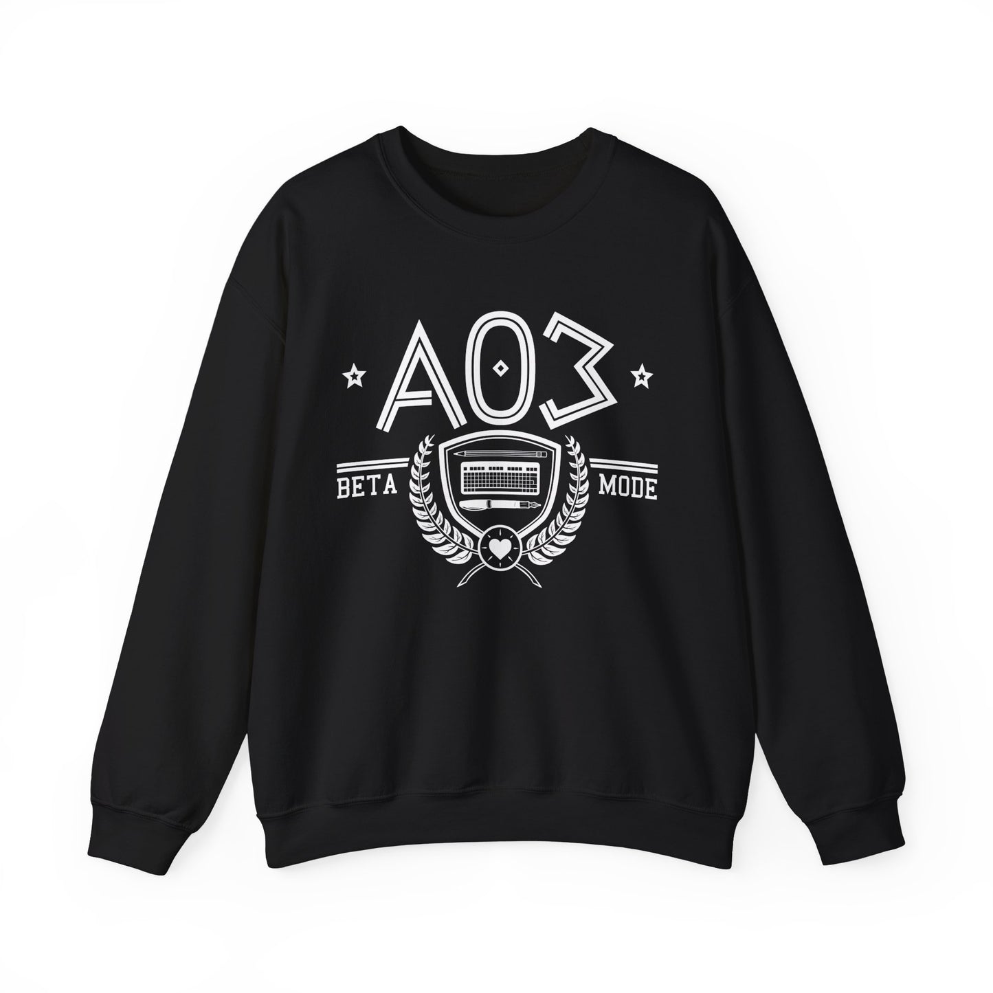 Product photo of the fanfic website inspired shirt with a sorority themed design in black