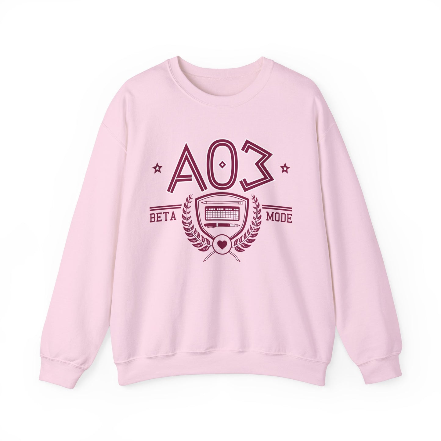 Product photo of the fanfic website inspired shirt with a sorority themed design in light grey
